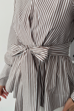 ÇİZGİLİ BAĞLAMA DETAYLI KRUVAZE POPLİN GÖMLEK - Görsel 4