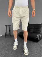 Su Yolu Çizgili Cepli Şort- Bej - Görsel 2