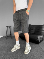 Su Yolu Çizgili Cepli Şort- Siyah - Görsel 3