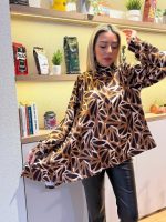 Kadın Uzun Kollu Balıkçı Yaka Asimetrik Kesim Salaş Bluz - Görsel 3