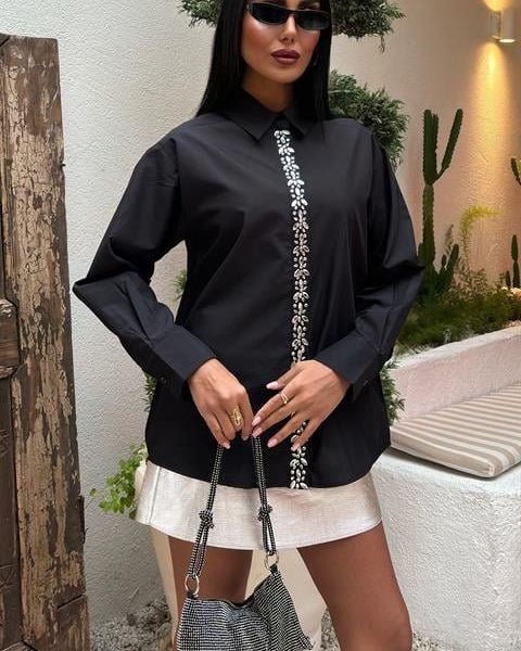 Önü Şerit Taşlı Gömlek 3448