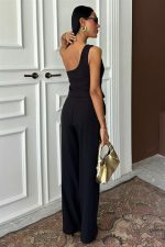 Tek Omuz Büstiyer Plazzo Pantolon Viscon Takım 10159 - Görsel 3