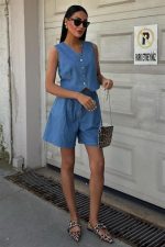 Gümüş Düğmeli Yelek Ve Şort Tensel Takım 10174 - Görsel 5