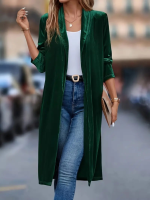 Kadın Uzun Kollu önü Açık Kolları Uzun Midi Ceket - Görsel 2