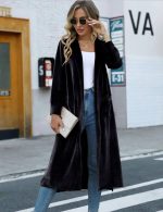 Kadın Uzun Kollu önü Açık Kolları Uzun Midi Ceket - Görsel 12