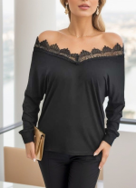 Kadın Uzun Kollu Yaka Güpür Detay Viskon Bluz - Görsel 5