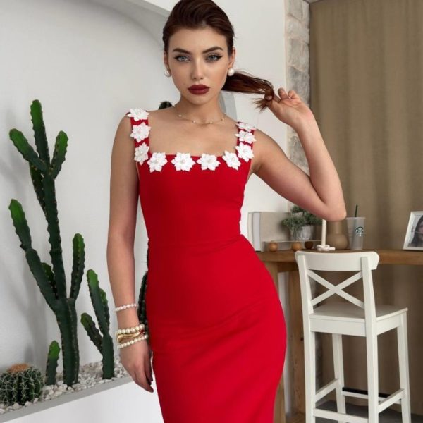 Mıng Çiçek Detaylı Elbise