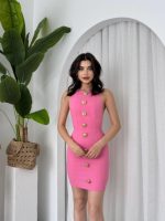 Katalina Gül Düğmeli Elbise - Görsel 5