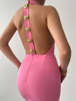 Katalina Gül Düğmeli Elbise - Görsel 8