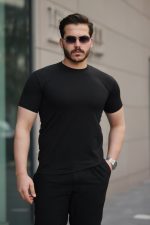 Erkek Kısa Kollu çizgi Kabartma Detaylı T-shirt