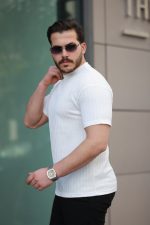 Erkek Kısa Kollu örgü Kumaş Bisiklet Yaka T-shirt - Görsel 2