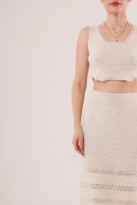 Örme Detaylı Etek Ve Bluz Krem Takım - Görsel 4
