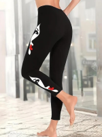 Kadın Yüz Baskılı Dalgıç Kumaş Tayt - Görsel 4