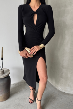 SANDY ELBİSE BÜZGÜ DETAYLI - Görsel 3