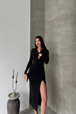 SANDY ELBİSE BÜZGÜ DETAYLI - Görsel 4