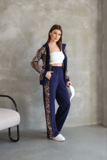 Osy Modal Yumuşak Dokulu Kumaş Kapüşonlu Leopar Desenli Fermuarlı Takım - Görsel 4