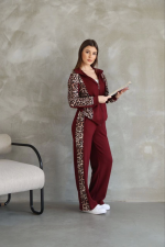 Osy Modal Yumuşak Dokulu Kumaş Kapüşonlu Leopar Desenli Fermuarlı Takım - Görsel 2