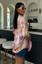Batik Desenli Saten Gömlek 3409 - Görsel 4