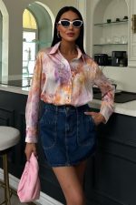 Batik Desenli Saten Gömlek 3409 - Görsel 6