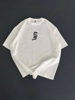 Baskılı Oversize Bisiklet Yaka T-shirt