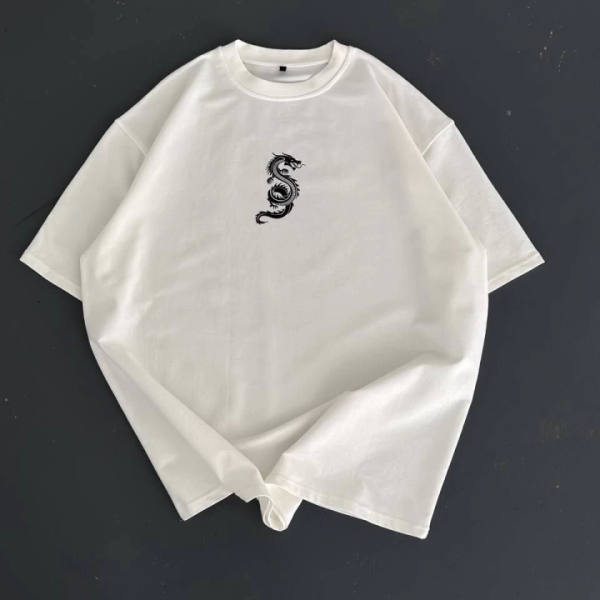 Baskılı Oversize Bisiklet Yaka T-shirt