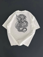 Baskılı Oversize Bisiklet Yaka T-shirt - Görsel 3