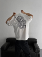 Baskılı Oversize Bisiklet Yaka T-shirt - Görsel 4