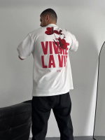 Baskılı Oversize Bisiklet Yaka T-shirt - Görsel 3