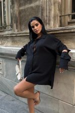 Alina Kol Cut Out Keten Gömlek 3252-08 - Görsel 4