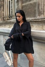 Alina Kol Cut Out Keten Gömlek 3252-08 - Görsel 7