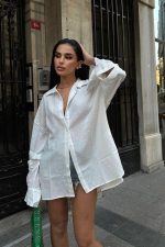 Alina Kol Cut Out Keten Gömlek 3252-08 - Görsel 7