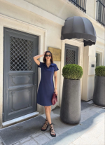 Osy Modal Yumuşak Dokulu Kumaş Yakalı Kısa Kollu Elbise