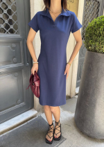 Osy Modal Yumuşak Dokulu Kumaş Yakalı Kısa Kollu Elbise - Görsel 2