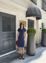 Osy Modal Yumuşak Dokulu Kumaş Yakalı Kısa Kollu Elbise - Görsel 4