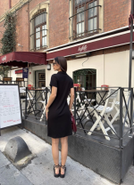 Osy Modal Yumuşak Dokulu Kumaş Yakalı Kısa Kollu Elbise - Görsel 3