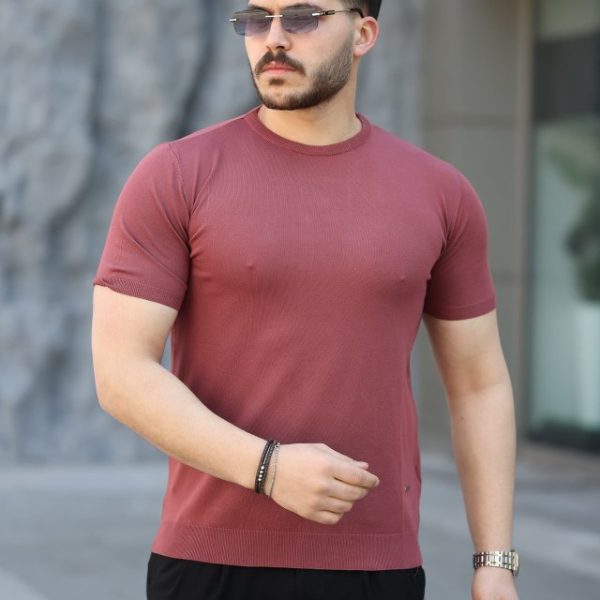 Erkek Viskon Kumaş Bisiklet Yaka Basic Tişört