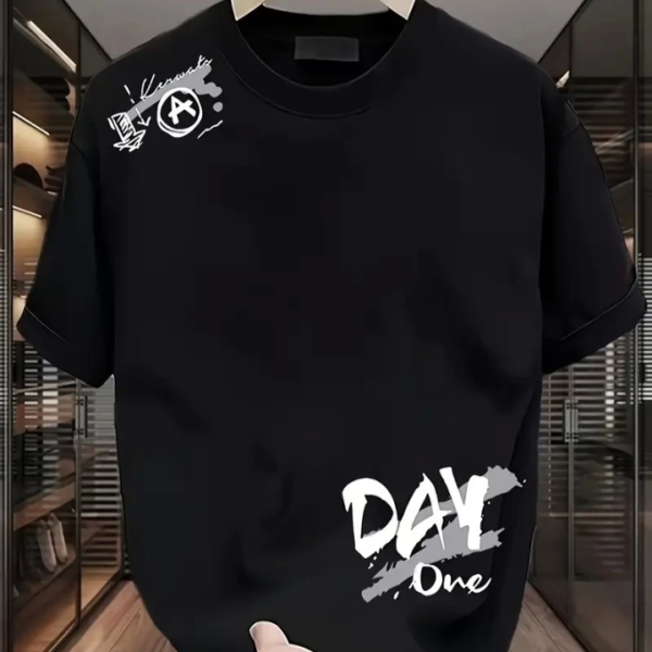 Baskılı Oversize Bisiklet Yaka T-shirt