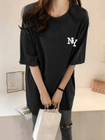 Baskılı Oversize Bisiklet Yaka T-shirt - Görsel 2