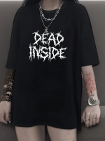 Baskılı Oversize Bisiklet Yaka T-shirt