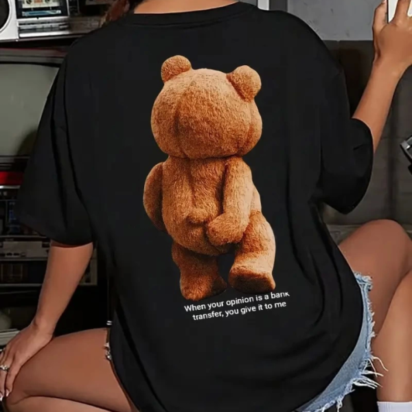 Baskılı Oversize Bisiklet Yaka T-shirt