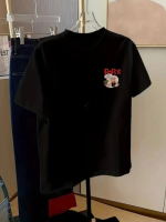 Baskılı Oversize Bisiklet Yaka T-shirt - Görsel 2
