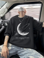 Baskılı Oversize Bisiklet Yaka T-shirt