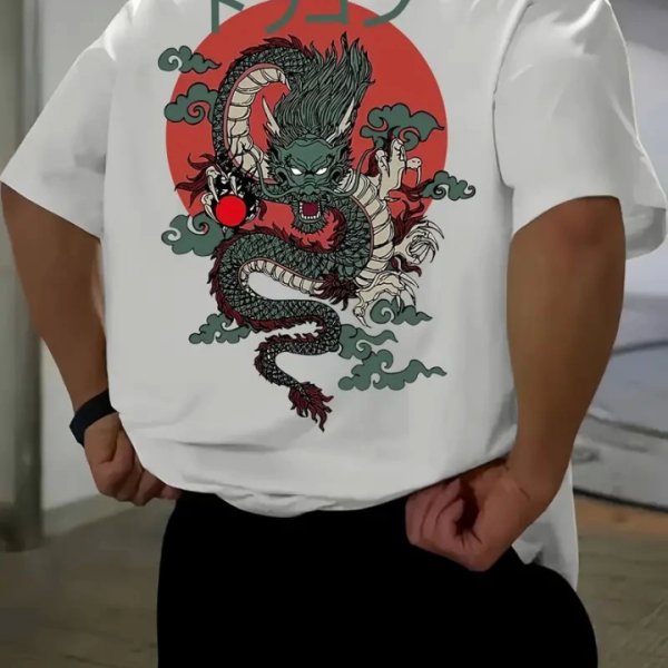 Baskılı Oversize Bisiklet Yaka T-shirt