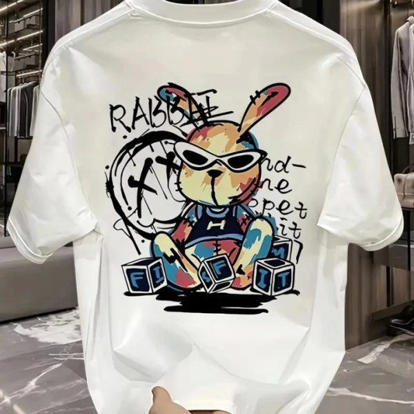 Baskılı Oversize Bisiklet Yaka T-shirt