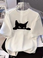 Baskılı Oversize Bisiklet Yaka T-shirt