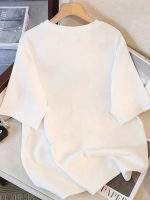 Baskılı Oversize Bisiklet Yaka T-shirt - Görsel 3