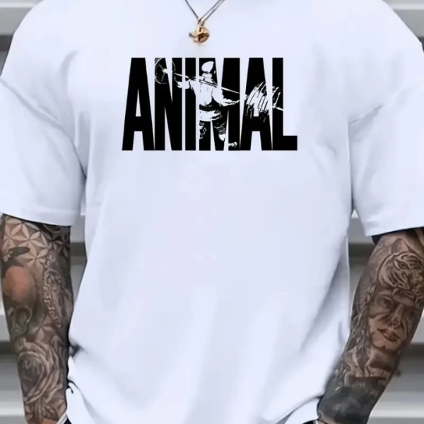 Baskılı Oversize Bisiklet Yaka T-shirt - Beyaz