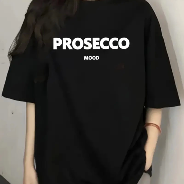 Baskılı Oversize Bisiklet Yaka T-shirt