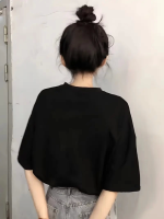 Baskılı Oversize Bisiklet Yaka T-shirt - Görsel 2