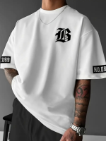 Baskılı Oversize Bisiklet Yaka T-shirt